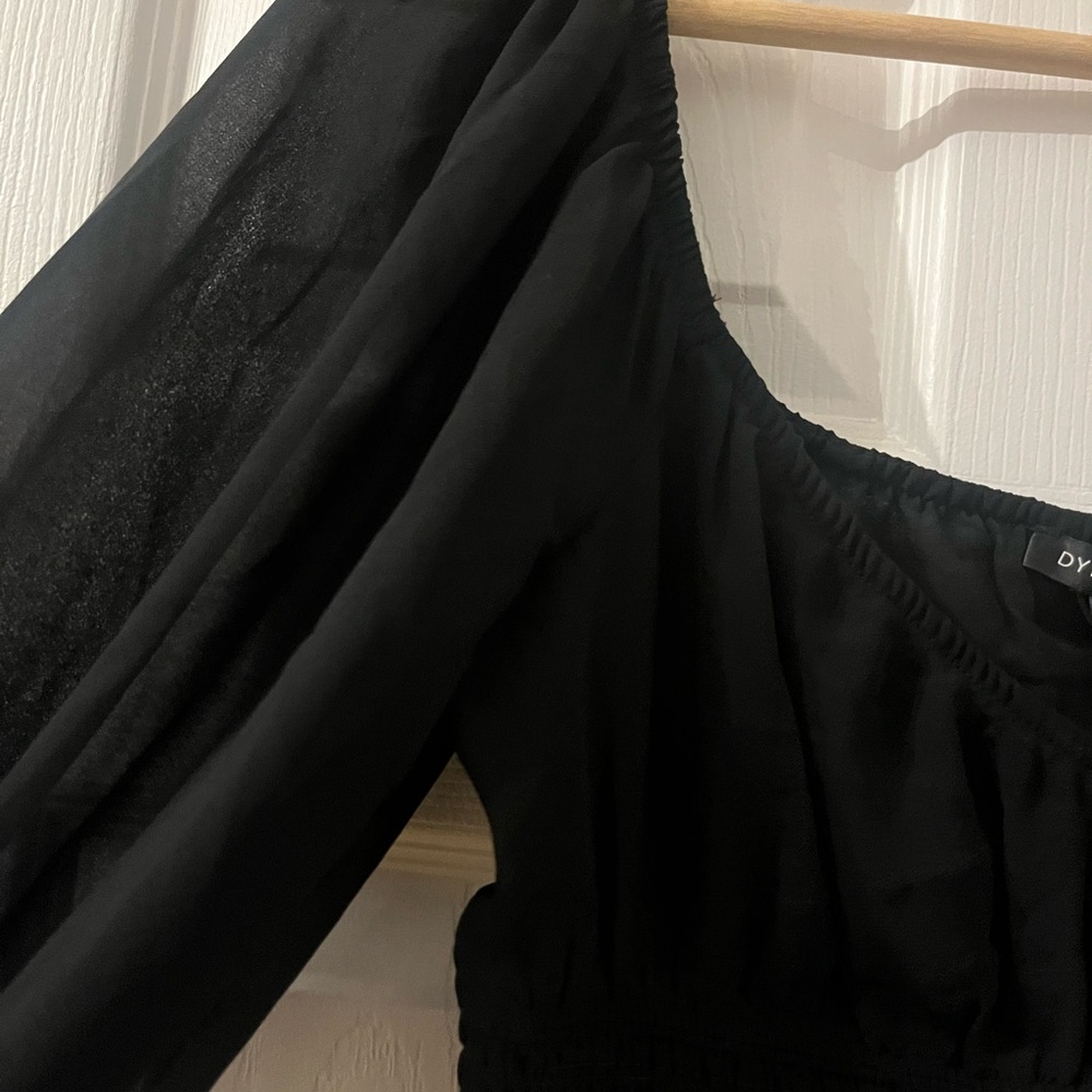Dynamite Black Sheer Sleeve Blouse - Picture 4 of 7